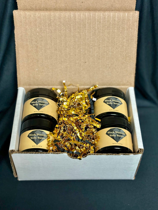 Black Diamond Body Butter (Holiday Buddle Select any 4 items separately and use the code HOLIDAY10 at check out). You will receive this package.